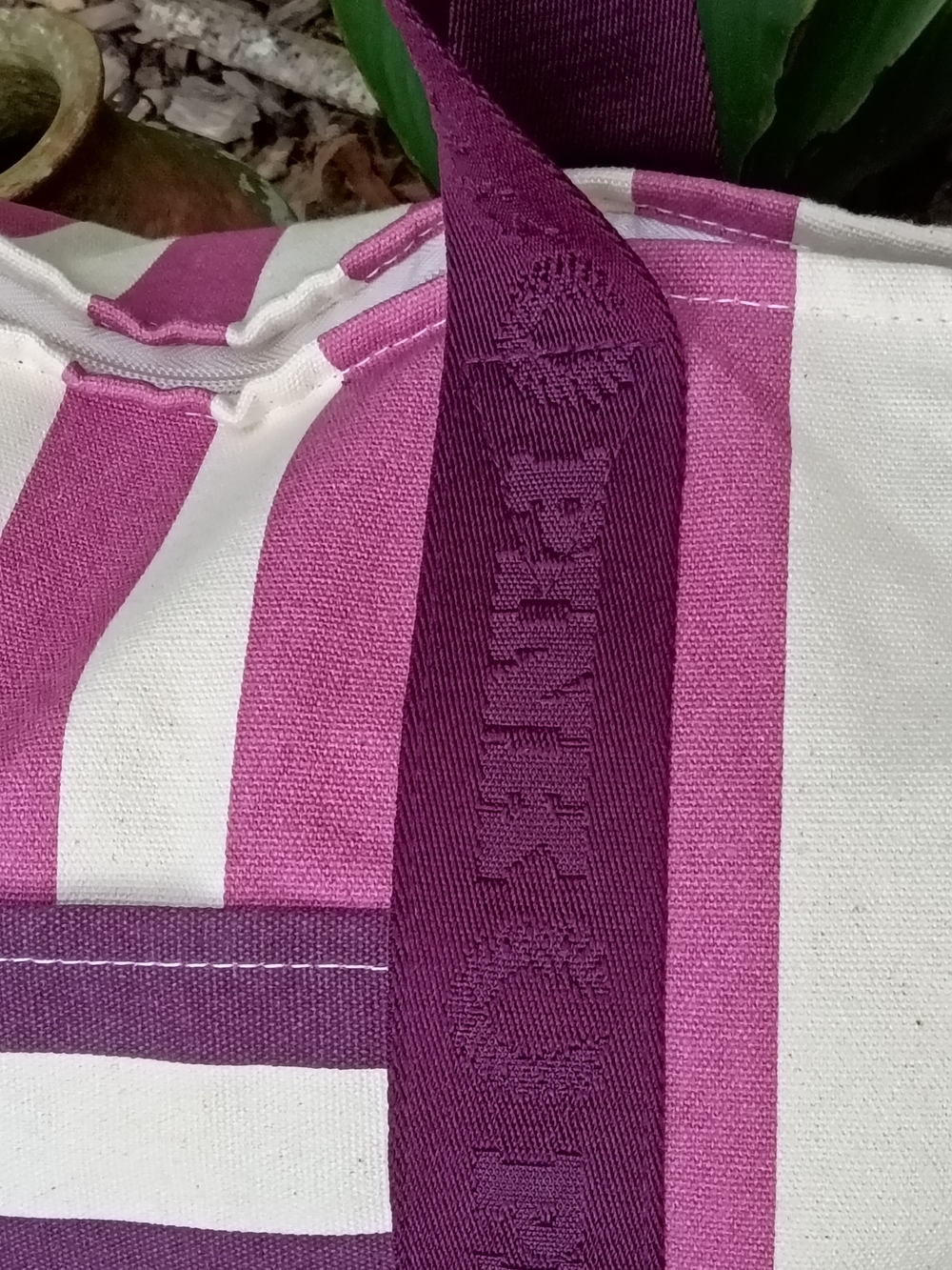 SOLD 🚨 PINK Victoria's Secret Striped Weekender Canvas Tote - Picture 3 of 8